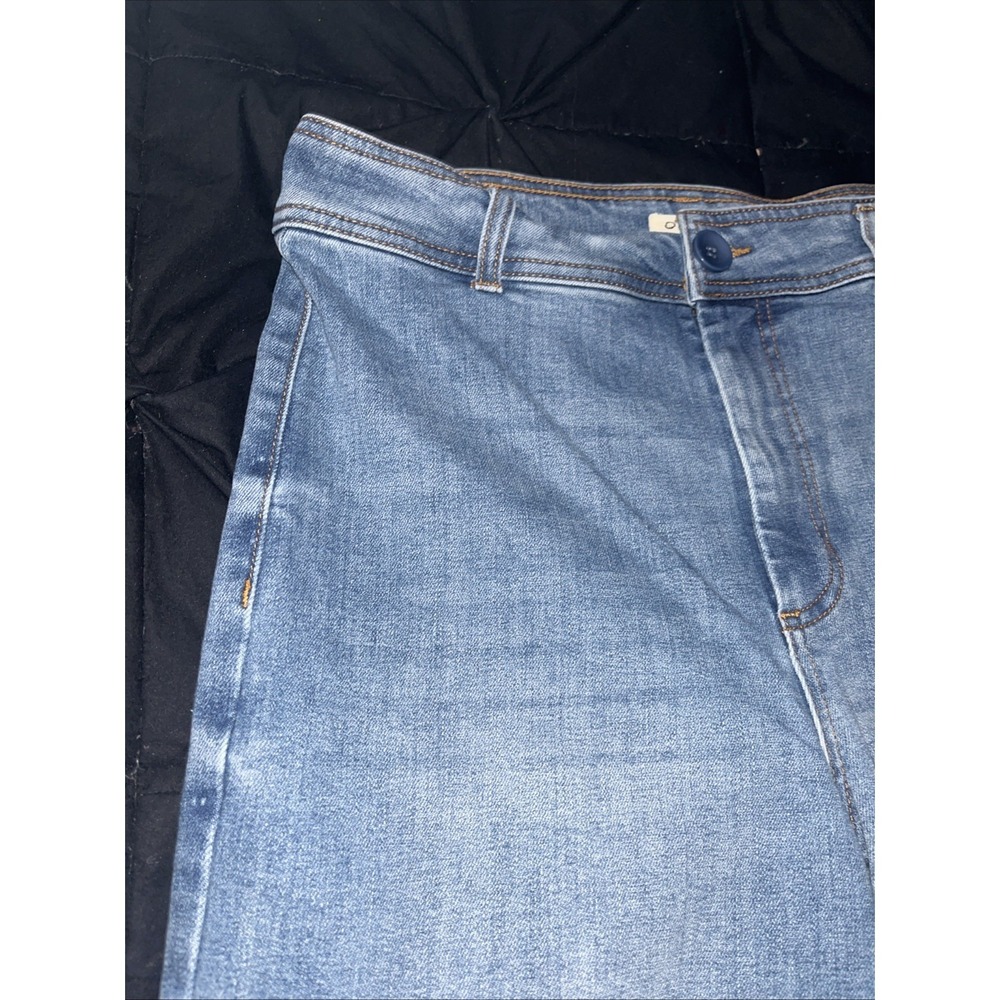 Oat NY Jean Powder Light 10/30 Distressed Hem Bell Bottom Wide Leg High Rise - Picture 2 of 8
